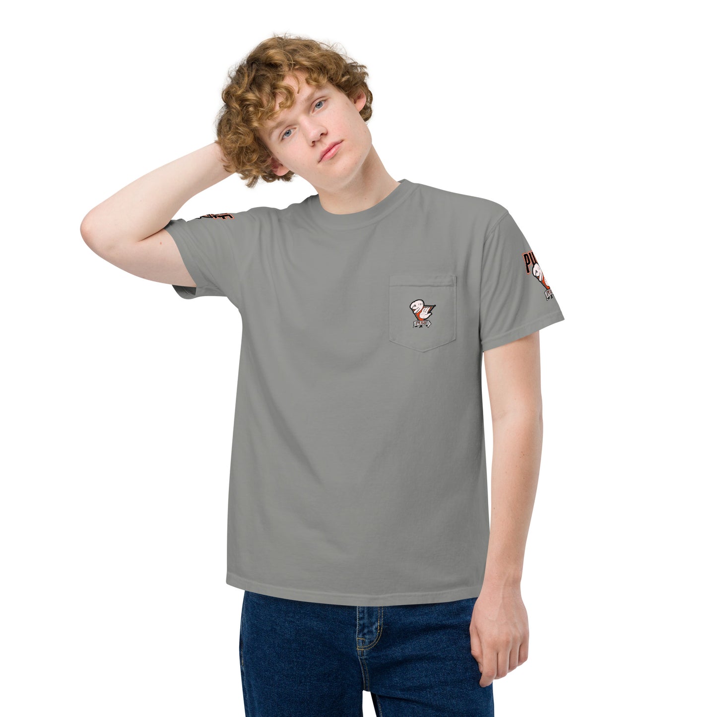 Orng hand five Unisex garment-dyed pocket t-shirt