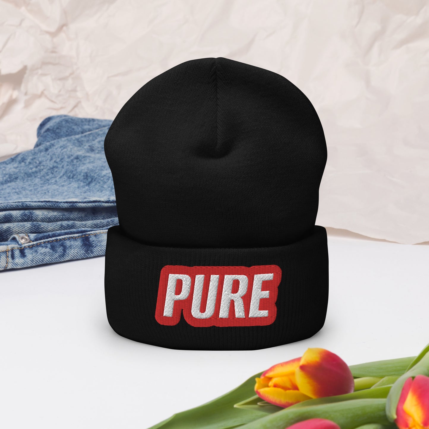 Red pure Cuffed Beanie