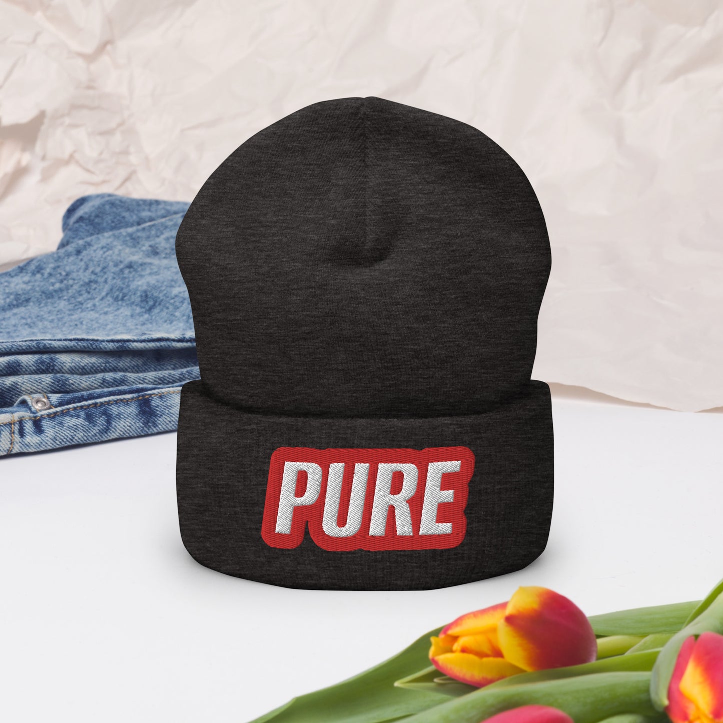 Red pure Cuffed Beanie