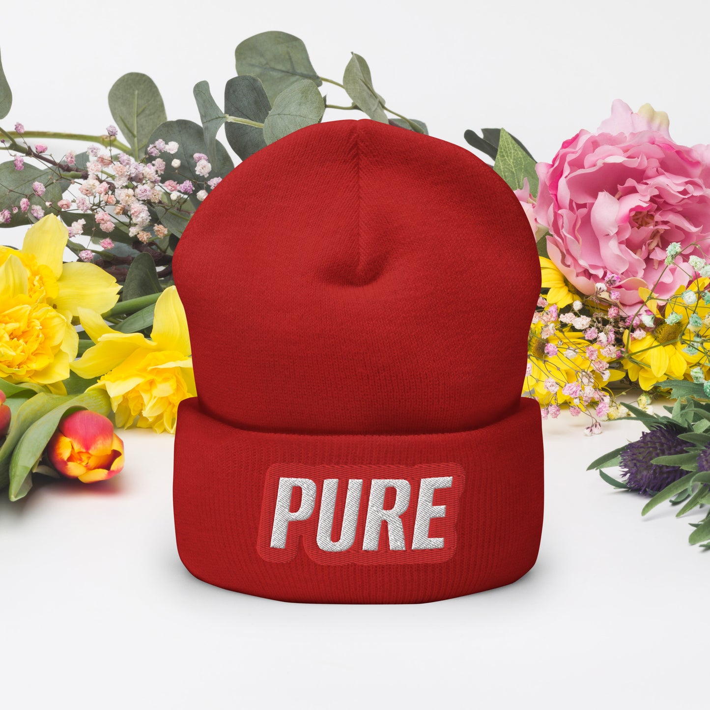 Red pure Cuffed Beanie