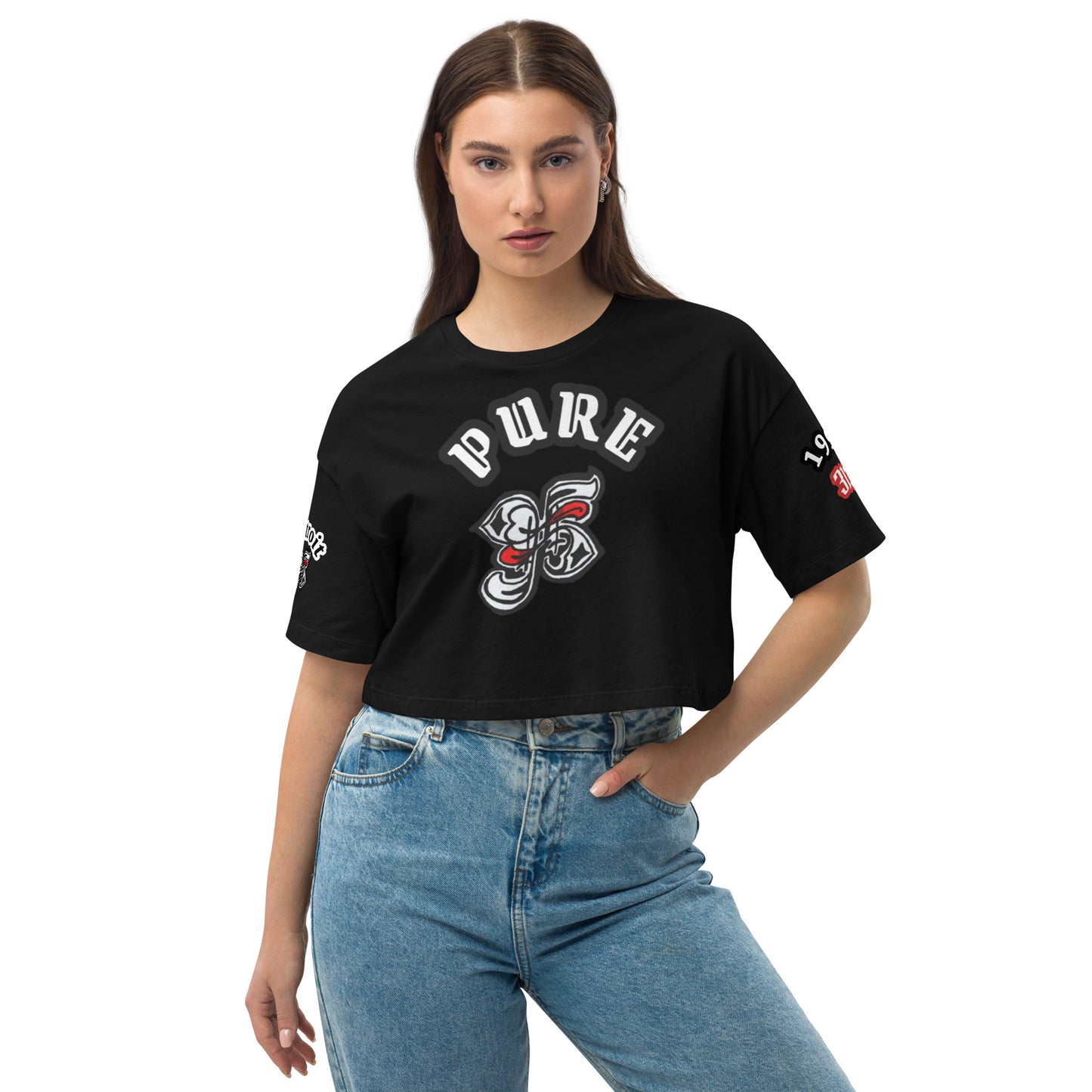 PURE 95 Loose drop shoulder crop top