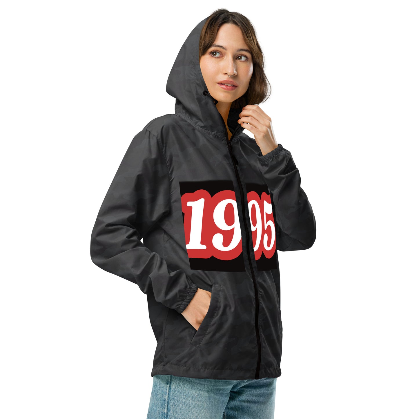 P 95 grey p Unisex lightweight zip up windbreaker