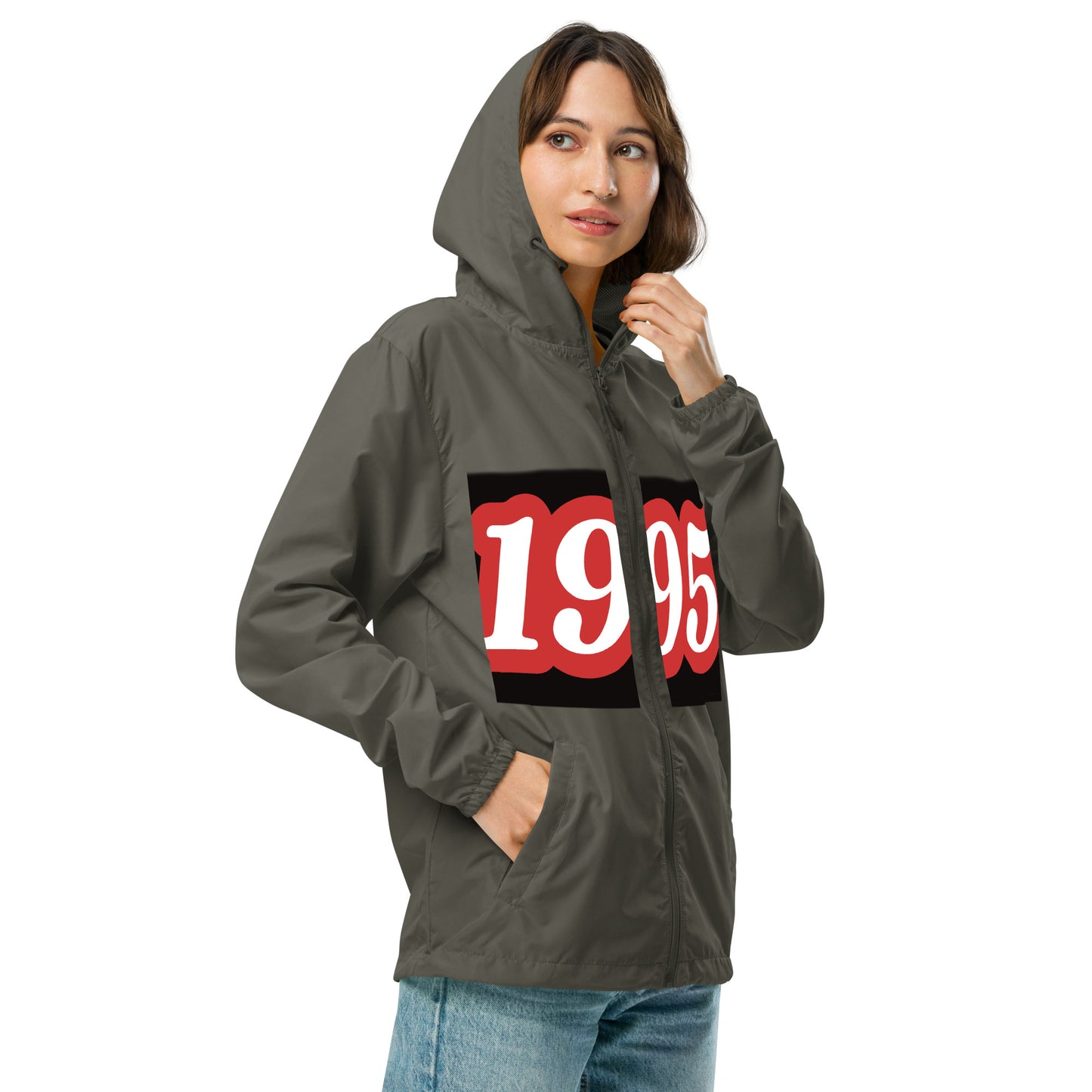 P 95 grey p Unisex lightweight zip up windbreaker